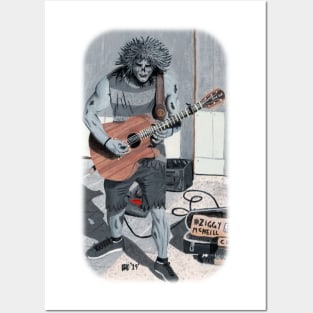 Wight Playing Guitar Fantasy Illustration Posters and Art